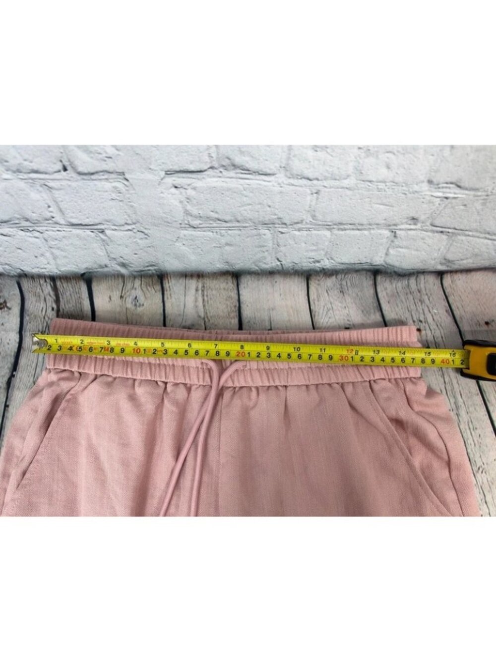 High Waisted Drawstring Pocket Wide Leg Baggy Casual Linen-Feel Pants - Picture 6 of 9